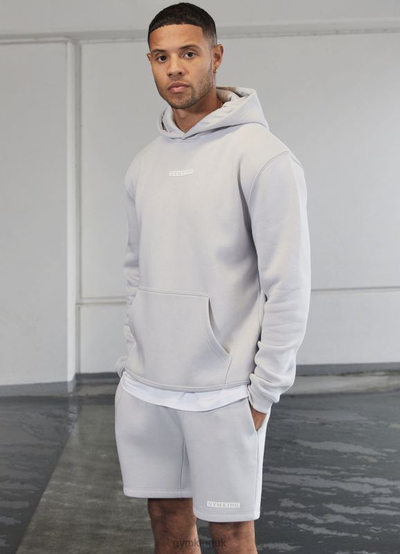 Gym King Box Logo Short Light Grey Men Clothing J2PFB97 - Image 9