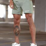 Gym King Box Logo Short Soft Khaki Men Clothing J2PFB96
