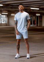 Gym King Box Logo Tee Ashley Blue Men Clothing J2PFB15 - Image 3
