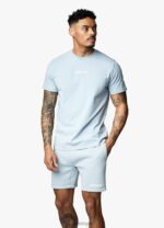 Gym King Box Logo Tee Ashley Blue Men Clothing J2PFB15 - Image 5