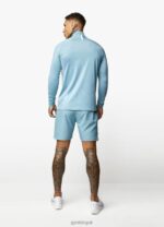 Gym King Contrast Flex 1/4 Zip Smoke Blue Men Clothing J2PFB198 - Image 3