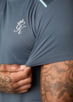 Gym King Contrast Flex Tee Dark Grey/Blue Men Clothing J2PFB32 - Image 7