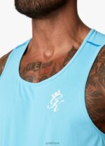 Gym King Contrast Flex Vest Aqua/Blue Men Clothing J2PFB173 - Image 4