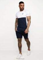 Gym King Contrast Panel T-shirt Navy/White Men Clothing J2PFB62 - Image 2
