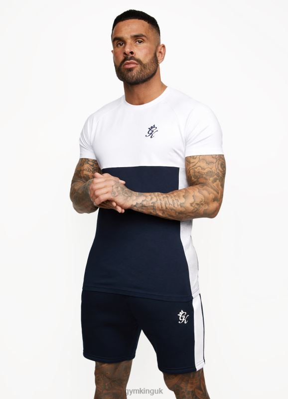 Gym King Contrast Panel T-shirt Navy/White Men Clothing J2PFB62 - Image 4