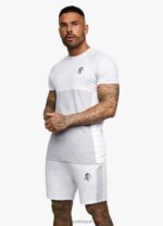 Gym King Contrast Panel T-shirt Snow Marl/Light Grey/White Men Clothing J2PFB63 - Image 2