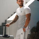 Gym King Contrast Panel T-shirt Snow Marl/Light Grey/White Men Clothing J2PFB63