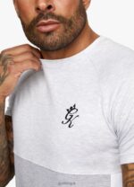 Gym King Contrast Panel T-shirt Snow Marl/Light Grey/White Men Clothing J2PFB63 - Image 3