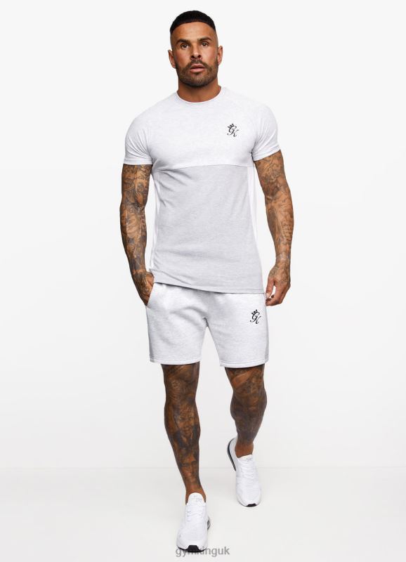 Gym King Contrast Panel T-shirt Snow Marl/Light Grey/White Men Clothing J2PFB63 - Image 5