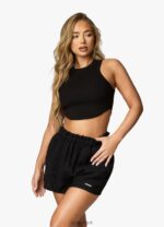 Gym King Curved Hem Rib Vest Black Women Clothing J2PFB393 - Image 2