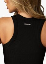 Gym King Curved Hem Rib Vest Black Women Clothing J2PFB393 - Image 3