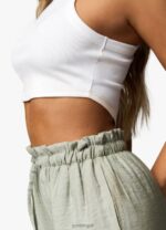 Gym King Curved Hem Rib Vest White Women Clothing J2PFB413 - Image 4