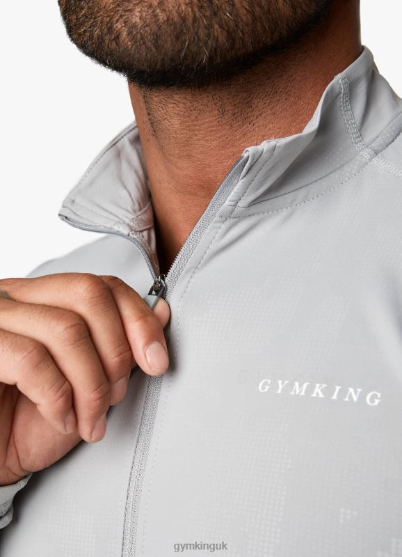 Gym King Debossed Camo 1/4 Zip Funnel Cloudy Grey Men Clothing J2PFB172 - Image 8