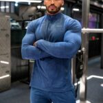Gym King Debossed Camo 1/4 Zip Funnel Moonlight Blue Men Clothing J2PFB170