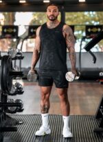 Gym King Debossed Camo Short 5'' Black Men Clothing J2PFB88 - Image 2