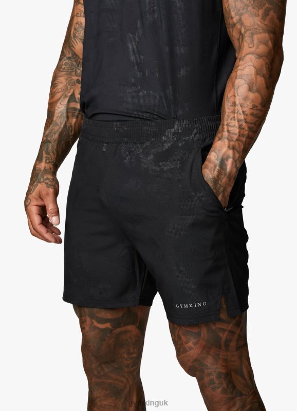 Gym King Debossed Camo Short 5'' Black Men Clothing J2PFB88 - Image 4