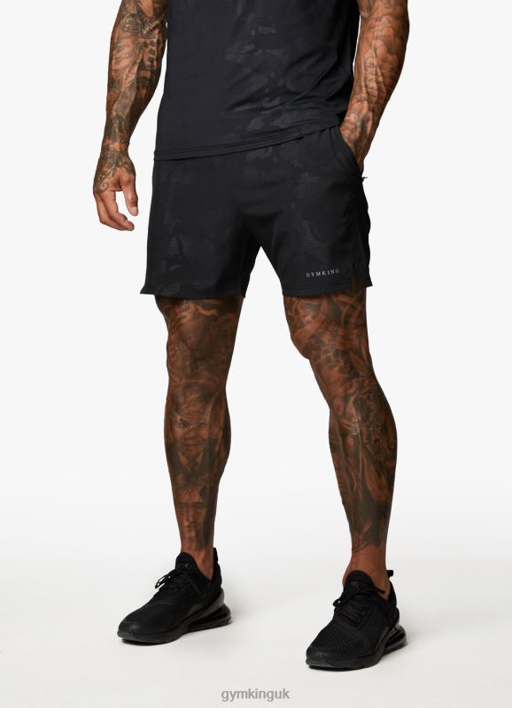 Gym King Debossed Camo Short 5'' Black Men Clothing J2PFB88 - Image 5