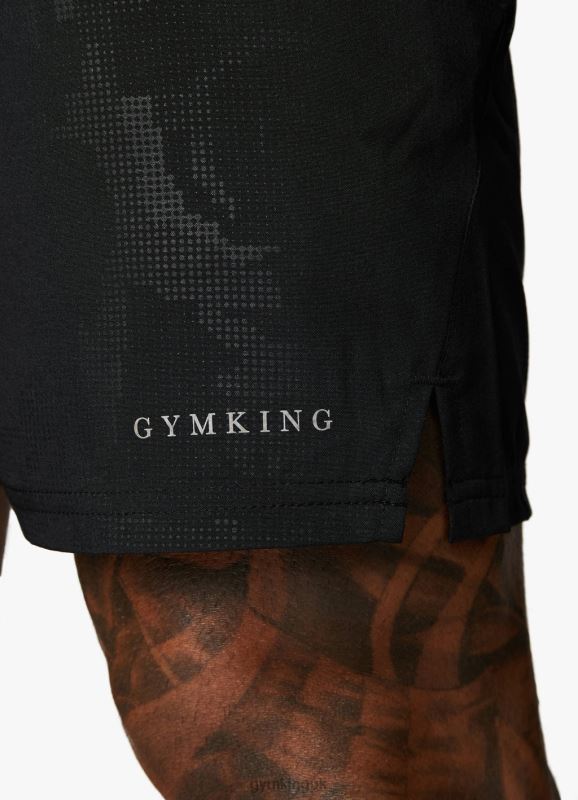 Gym King Debossed Camo Short 5'' Black Men Clothing J2PFB88 - Image 6