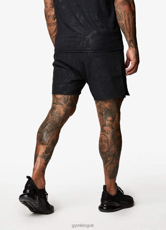 Gym King Debossed Camo Short 5'' Black Men Clothing J2PFB88 - Image 7