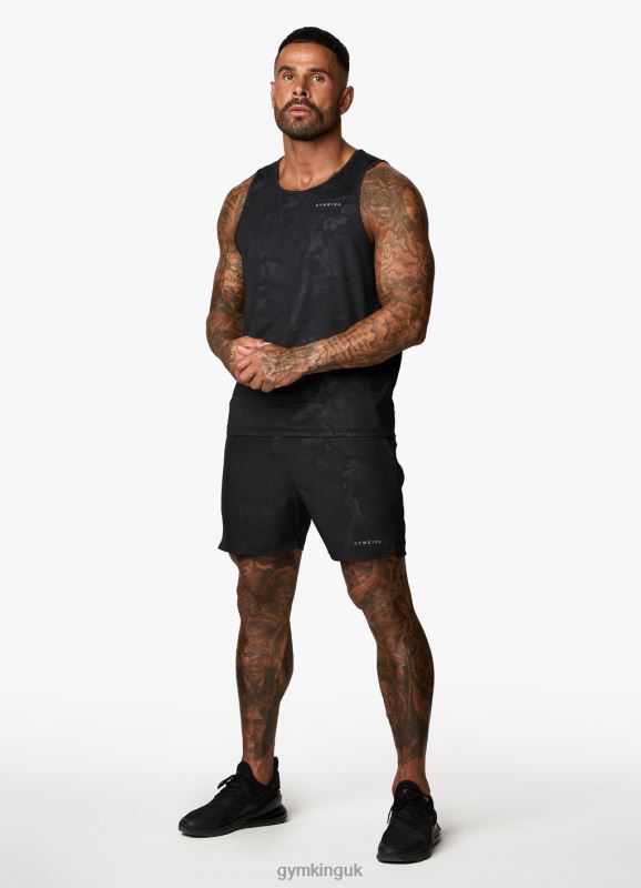 Gym King Debossed Camo Short 5'' Black Men Clothing J2PFB88 - Image 8