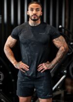 Gym King Debossed Camo SS Tee Black Men Clothing J2PFB23