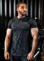 Gym King Debossed Camo SS Tee Black Men Clothing J2PFB23 - Image 4