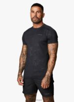 Gym King Debossed Camo SS Tee Black Men Clothing J2PFB23 - Image 5