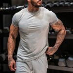Gym King Debossed Camo SS Tee Cloudy Grey Men Clothing J2PFB29