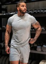 Gym King Debossed Camo SS Tee Cloudy Grey Men Clothing J2PFB29