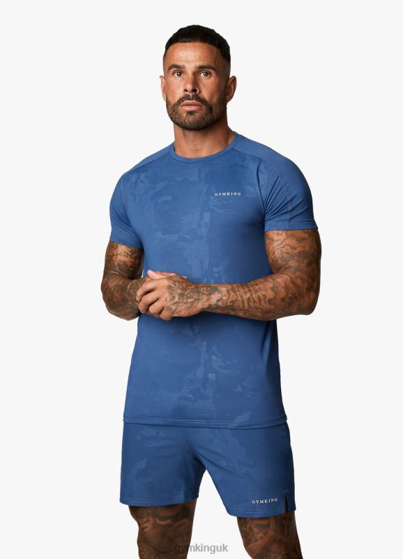 Gym King Debossed Camo SS Tee Moonlight Blue Men Clothing J2PFB30 - Image 2