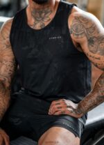 Gym King Debossed Camo Vest Black Men Clothing J2PFB167 - Image 2