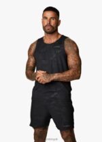 Gym King Debossed Camo Vest Black Men Clothing J2PFB167 - Image 5