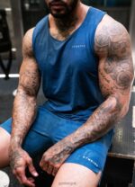 Gym King Debossed Camo Vest Moonlight Blue Men Clothing J2PFB169 - Image 2