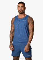 Gym King Debossed Camo Vest Moonlight Blue Men Clothing J2PFB169 - Image 4