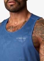 Gym King Debossed Camo Vest Moonlight Blue Men Clothing J2PFB169 - Image 5