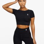 Gym King Dominate Cap Sleeve Crop Tee Black Women Clothing J2PFB461