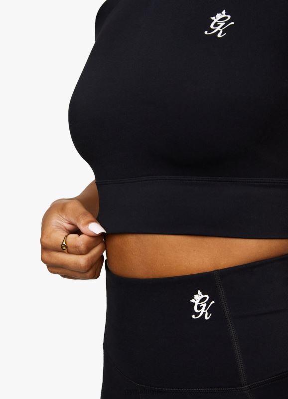 Gym King Dominate Cap Sleeve Crop Tee Black Women Clothing J2PFB461 - Image 3