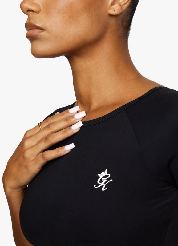 Gym King Dominate Cap Sleeve Crop Tee Black Women Clothing J2PFB461 - Image 4