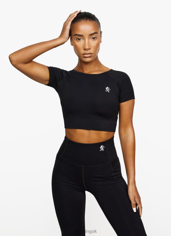 Gym King Dominate Cap Sleeve Crop Tee Black Women Clothing J2PFB461 - Image 1