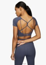 Gym King Dominate Cap Sleeve Crop Tee Deep Navy Women Clothing J2PFB447 - Image 2