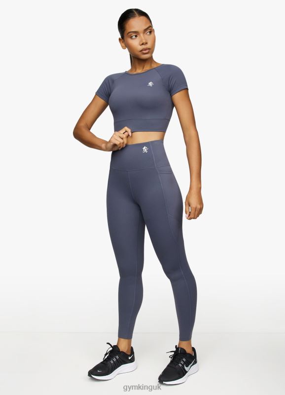 Gym King Dominate Cap Sleeve Crop Tee Deep Navy Women Clothing J2PFB447 - Image 3