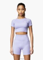 Gym King Dominate Cap Sleeve Crop Tee Lilac Orchid Women Clothing J2PFB432 - Image 2