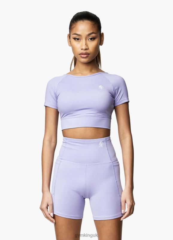 Gym King Dominate Cap Sleeve Crop Tee Lilac Orchid Women Clothing J2PFB432 - Image 2