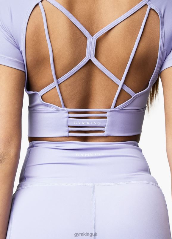 Gym King Dominate Cap Sleeve Crop Tee Lilac Orchid Women Clothing J2PFB432 - Image 3