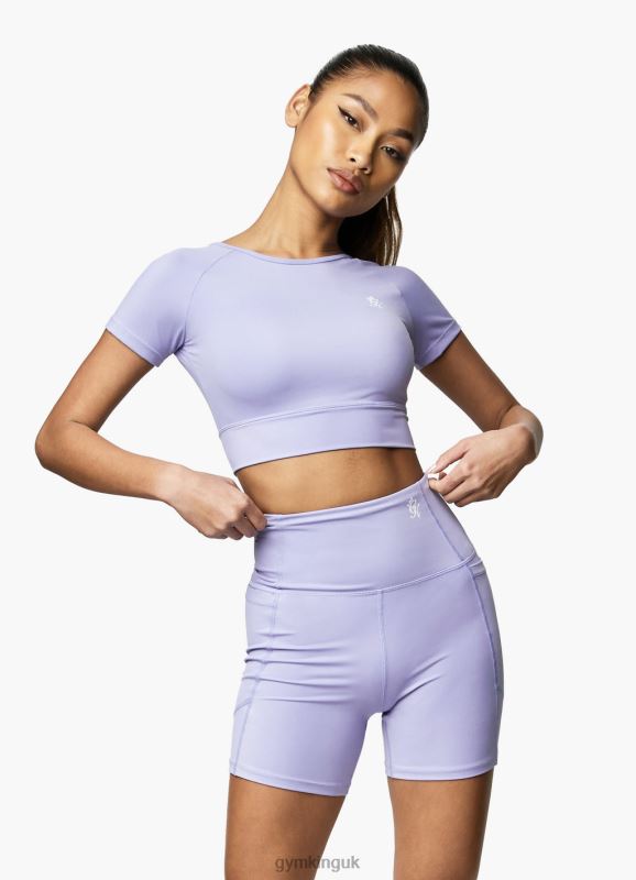 Gym King Dominate Cap Sleeve Crop Tee Lilac Orchid Women Clothing J2PFB432 - Image 6
