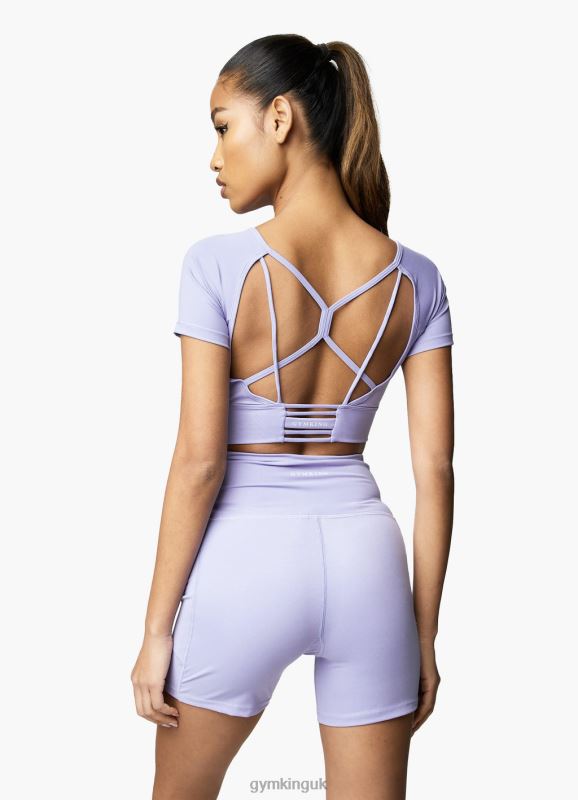 Gym King Dominate Cap Sleeve Crop Tee Lilac Orchid Women Clothing J2PFB432 - Image 1