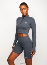 Gym King Dynamic Ls Crop Steel Grey Women Clothing J2PFB483 - Image 5
