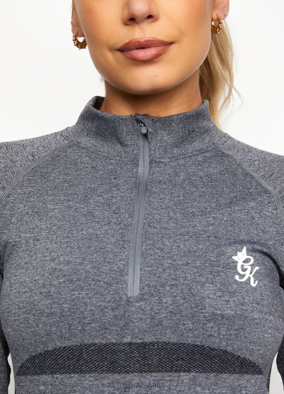 Gym King Energy 1/4 Zip Funnel Mid Grey Marl Women Clothing J2PFB475 - Image 3