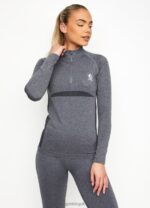 Gym King Energy 1/4 Zip Funnel Mid Grey Marl Women Clothing J2PFB475 - Image 4