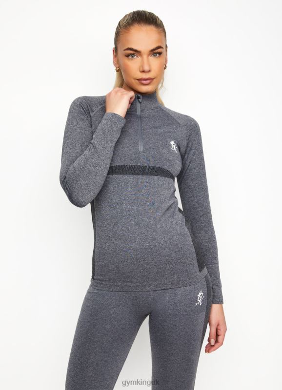 Gym King Energy 1/4 Zip Funnel Mid Grey Marl Women Clothing J2PFB475 - Image 1
